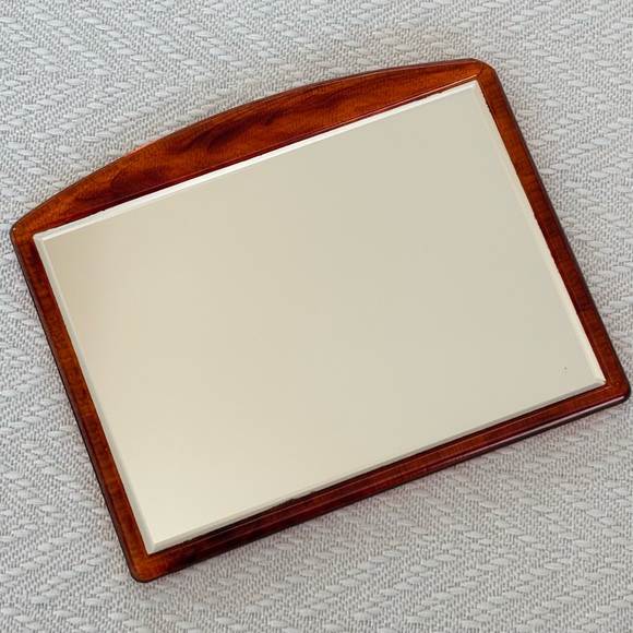 VINTAGE black leather COBLENTZ purse, hex-hinged snap closure, signature mirror - Picture 7 of 9